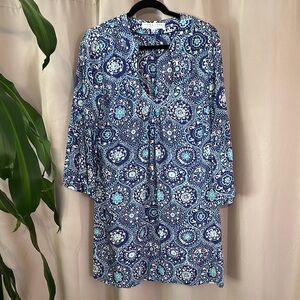 Trina Turk Blue and White Patterned Dress